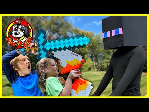 MINECRAFT IN REAL LIFE - KIDS BATTLE AN ENDERMAN & ENDER DRAGON!