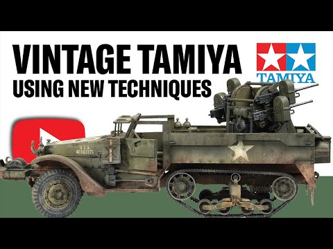 VINTAGE TAMIYA - Painted and weathered using NEW modern techniques. M16 Halftrack 1/35 Scale Model