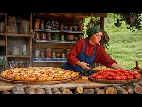 Pizza Gigante di Campagna con Salsa Fatta in Casa