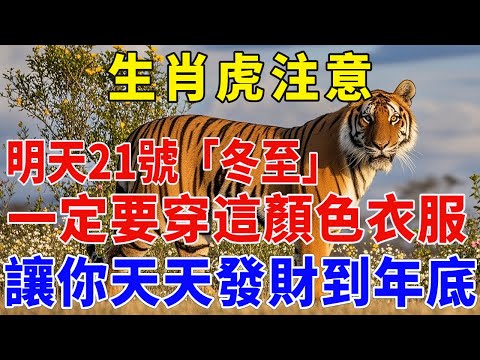 生肖虎注意！明天11月21號，農曆十一月初二「冬至」，你穿這顏色衣服最招財！讓你天天發財到年底！【佛緣生肖】#生肖 #命理 #運勢 #屬相 #風水#生肖虎 #屬虎