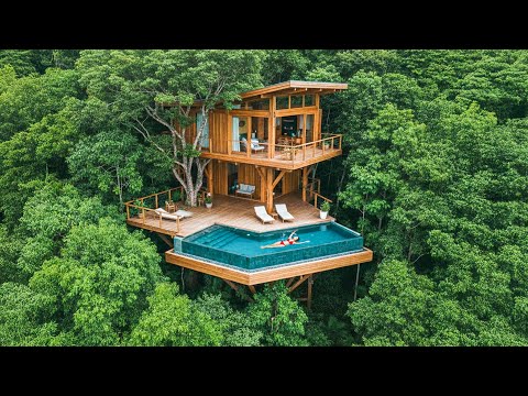 TIMELAPSE - Off Grid Alone in the Forest | Building a Bamboo House and Swimming Pool Far From People