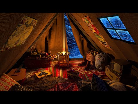 Deep Sleep in 3 MINUTES - Winter Tent Camping with Snowfall and Snow Sounds