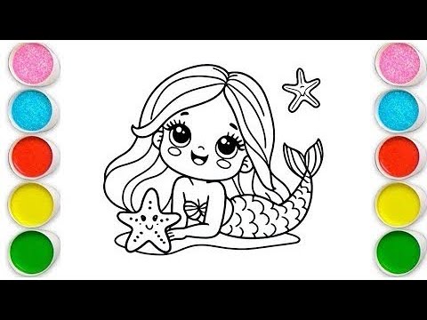 Cute Mermaid Drawing for kids, Painting & Coloring for kids, Toddlers | Let's Draw Together