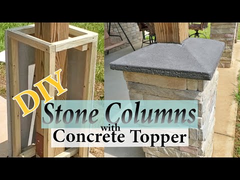 🏡DIY Stone Porch Columns with Concrete Topper || Barndominium Living