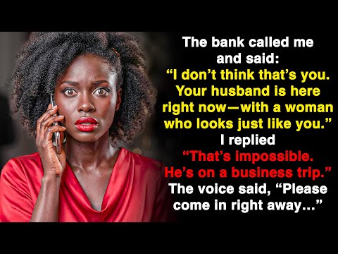 The bank called- “Your husband’s here with a woman who looks like you.” Wasn’t he on a business trip