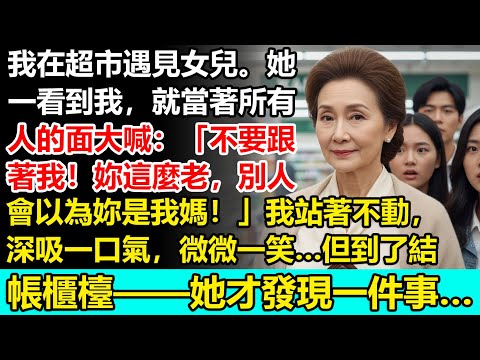 我在超市遇見女兒。她一看到我，就當著所有人的面大喊：「不要跟著我！妳這麼老，別人會以為妳是我媽！」我站著不動，深吸一口氣，微微一笑…但到了結帳櫃檯——她才發現一件事…【婆媳真相】【真實報應】