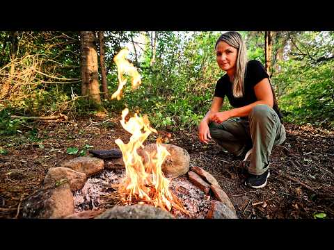 Camp at Hidden Waterfall Deep in Canada | Fish, Explore - Mountain Trout (ASMR - Natural Sounds)
