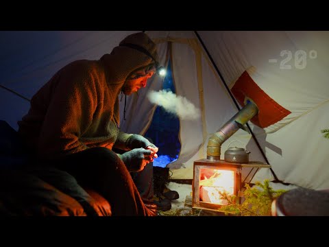 Solo Winter Camping in Snow Squalls down to -20°C