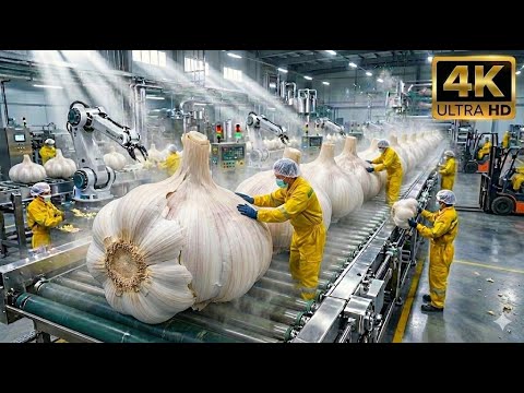 Inside A Massive US Food Factory: Processing Tons of FRESH GARLIC ( Full Process ) 🧄🏭