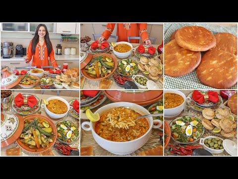 طاولة رمضان3🌙حلالم مدبشة باللحم-مصلي بالدجاج في الفخار بدون فرن-باتي بالتن-خبز طابونة-سلاطة مفورة😍