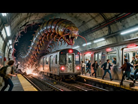 地铁坠入地心！人类遭巨型蜈蚣袭击，竟绝境重生！#环线 #惊悚 #怪兽 #灾难 #电影 #movie #电影派对 #奇幻 #陈小春 #蜈蚣