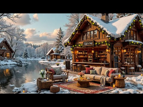 Peaceful Porch Coffee Shop Ambience with Warm Jazz Music🎄Gentle Jazz for Relax Your Mind