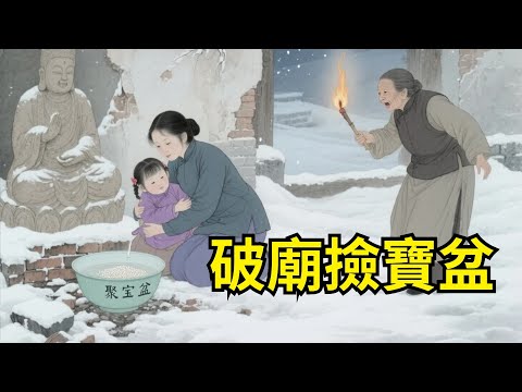 婆婆逼寡婦改嫁，把她和女兒趕進破廟，雪夜廟中神像開口：孩子，你腳下的地是聚寶盆！#民間故事 #故事頻道 #感人故事 #家庭