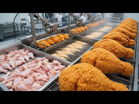 Inside a Modern Fried Chicken Factory (ASMR): From Farm to Crispy Production Line
