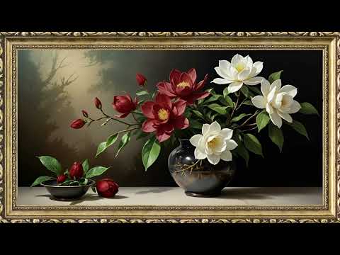 Red & White Floral Masterpiece 4K | Free background | 2 Hours Frame Painting | TV Wallpaper