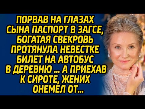 Порвав на глазах сына паспорт в ЗАГСЕ, богатая свекровь протянула невестке билет на автобус....