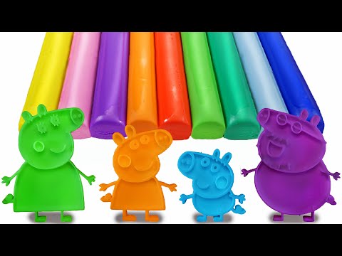 Learn Peppa Pig Family for Kids with Play Doh Molds!