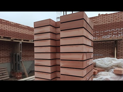 Кладка кирпичного столба под кирпичные перемычки стройка в Чеченском Кладка кирпичной колоны