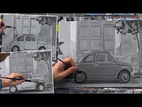 Grisaille grey underpainting with acrylics tutorial.