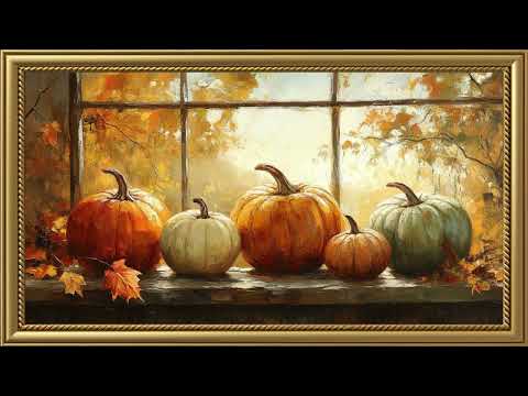 Vintage Fall Cozy Setting Painting | Gold Frame TV Art Screensaver for TV Wallpaper