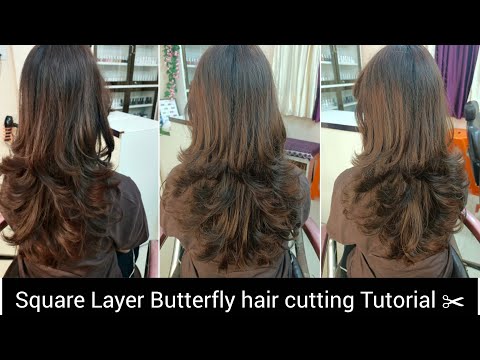 Square Layer Butterfly hair cut Step by step Tutorial ✂️ part -1