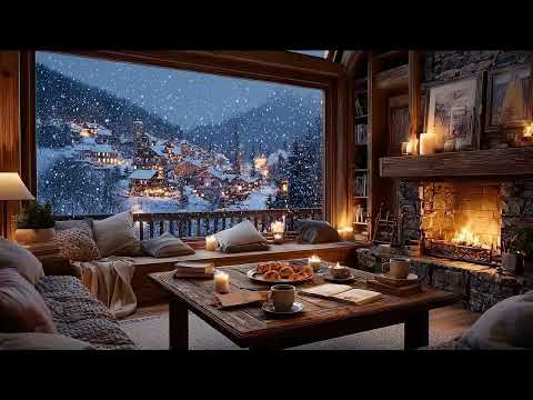 January Winter Coffee Shop ❄️ Soft Jazz Piano & Warm Fireplace for Study & Work