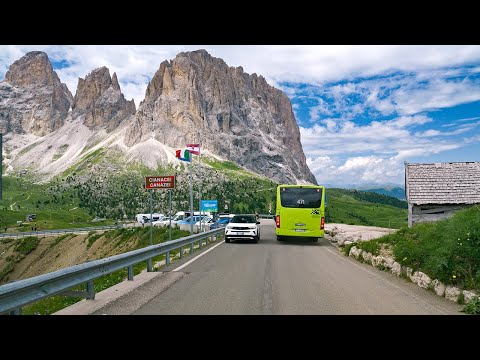 Dolomites Scenic Drive 4K | Canazei - Sella Pass - Falzarego Pass - Cortina d'Ampezzo, Italy