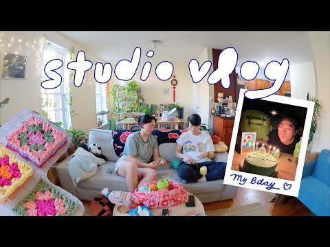 Working in the New Studio, Crochet Projects, My Bday! 🦋 nyc studio vlog