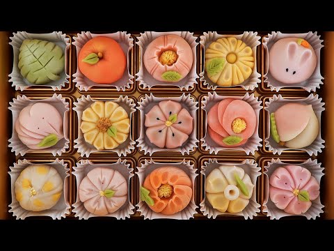 traditional japanese sweet flower cake / 수제 화과자 만들기 / korean street food