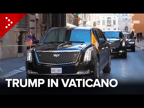 Funerali Papa Francesco, corteo presidenziale Donald Trump da Villa Taverna al Vaticano