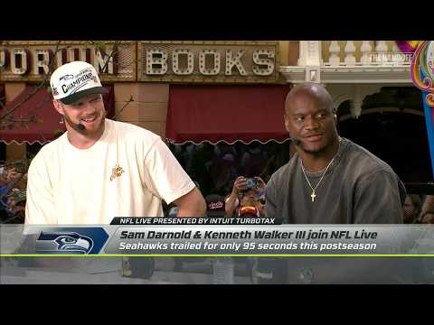 NFL Live at Disneyland 🏰 Sam Darnold & Kenneth Walker III discuss Super Bowl win