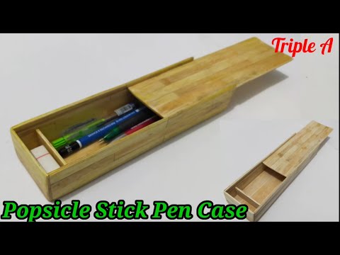 Pen/pencil case from Popsicle sticks. DIY