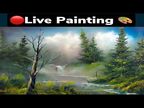 Live Forest Lake Painting Demo | Paintings By Justin