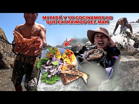 ¡INCREÍBLE Aventura con mi PAPÁ! Extraemos Mariscos entre Zonas Rocosas y Cocinamos al Instante
