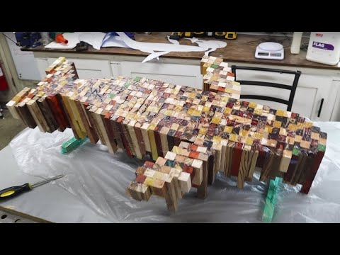 I carved 500 wood pieces into a whale