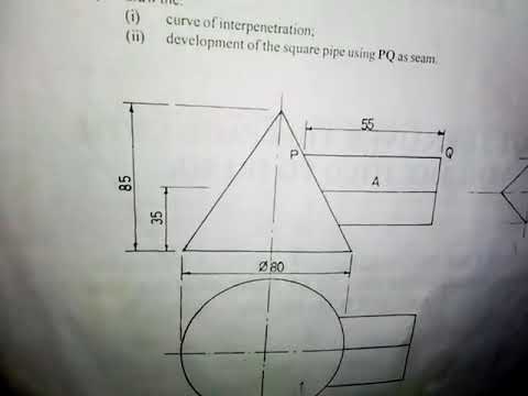 Solution to WAEC Question on Interpenetration and Surfaces Development of a Cone and a Square Pipe