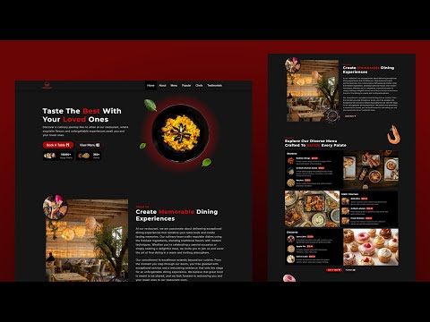 Modern Restaurant Landing Page | HTML, CSS & JavaScript Project