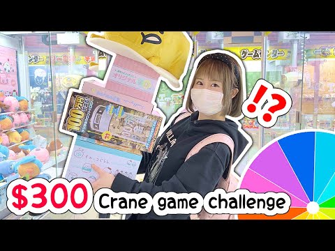 COLOR WHEEL chooses what I get!? $300 Crane Game Challenge!!