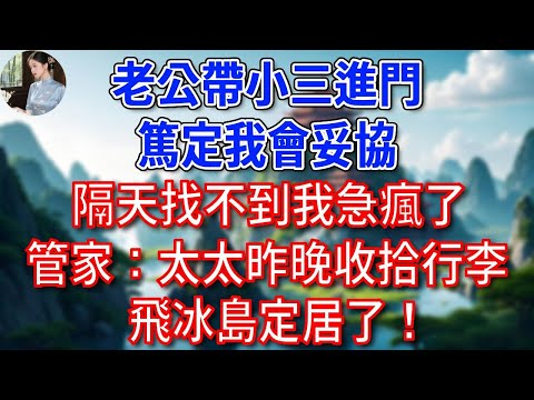 老公帶小三進門，篤定我會妥協，隔天找不到我急瘋了，管家：太太昨晚帶收拾行李飛冰島定居了！#為人處世#生活經驗#情感故事#故事#小說#戀愛#情感#婚姻