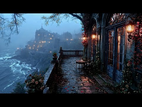 Haunting Dark Piano with Ocean Waves| Victorian Terrace Seaside Ambience for Deep Thoughts & Writing