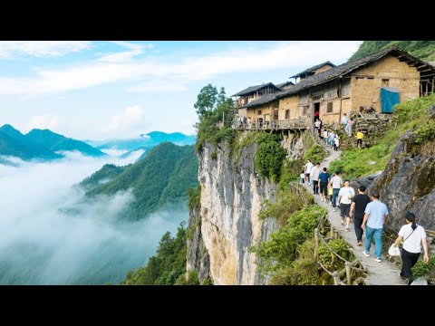 Visit the cliff village in Huishui  Guizhou. There is no access to the road  so you can only enter