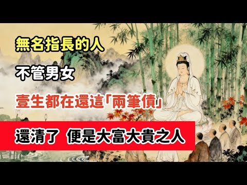 無名指長的人，不管男女，壹生都在還這「兩筆債」！還清了，便是大富大貴之人#佛教#佛家 #佛法 #佛學知識 #佛學智慧#修心修行#佛教文化#禪悟人生 #傳統文化#念佛修行#因果正見#生死因果#佛教故事#