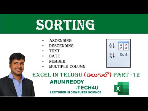 EXCEL IN TELUGU PART 12 - SORTING