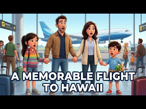 First Flight Experience to Hawaii for family | Calm Slow English Listening (A2+) | 3D Animation