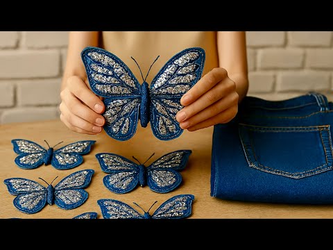 Turn old jeans into decorative butterflies 🦋Handmade denim_DIY