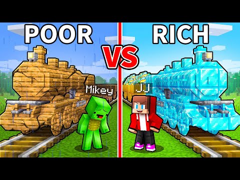 JJ and Mikey: POOR vs RICH Train Battle in Minecraft - Maizen