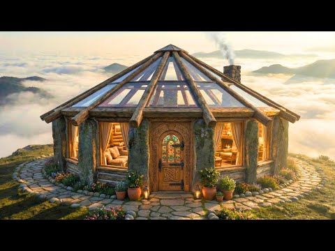 Building a Cozy Shelter in Mysterious Stone Ruins Above the Clouds