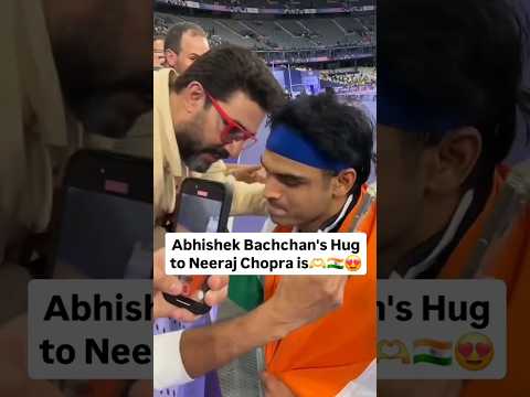 Abishek Bachchan warm hug to Neeraj Chopra 👌🏻#neerajchopra #abishekbachan