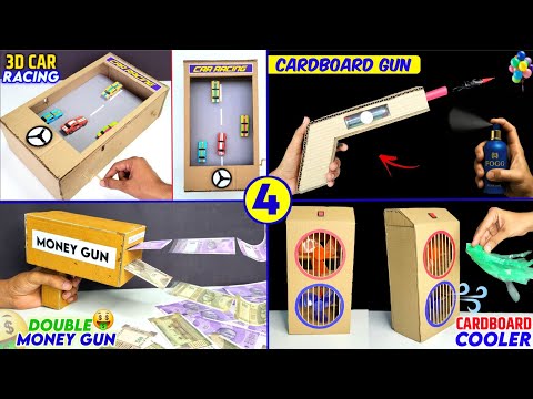 How to make money gun , cardboard 3d car racing , homemade fire gun , cardboard cooler