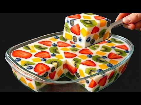 Only milk and fruit! Delicious and healthy dessert without baking in 5 minutes!